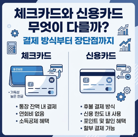체크카드 신용카드 차이점